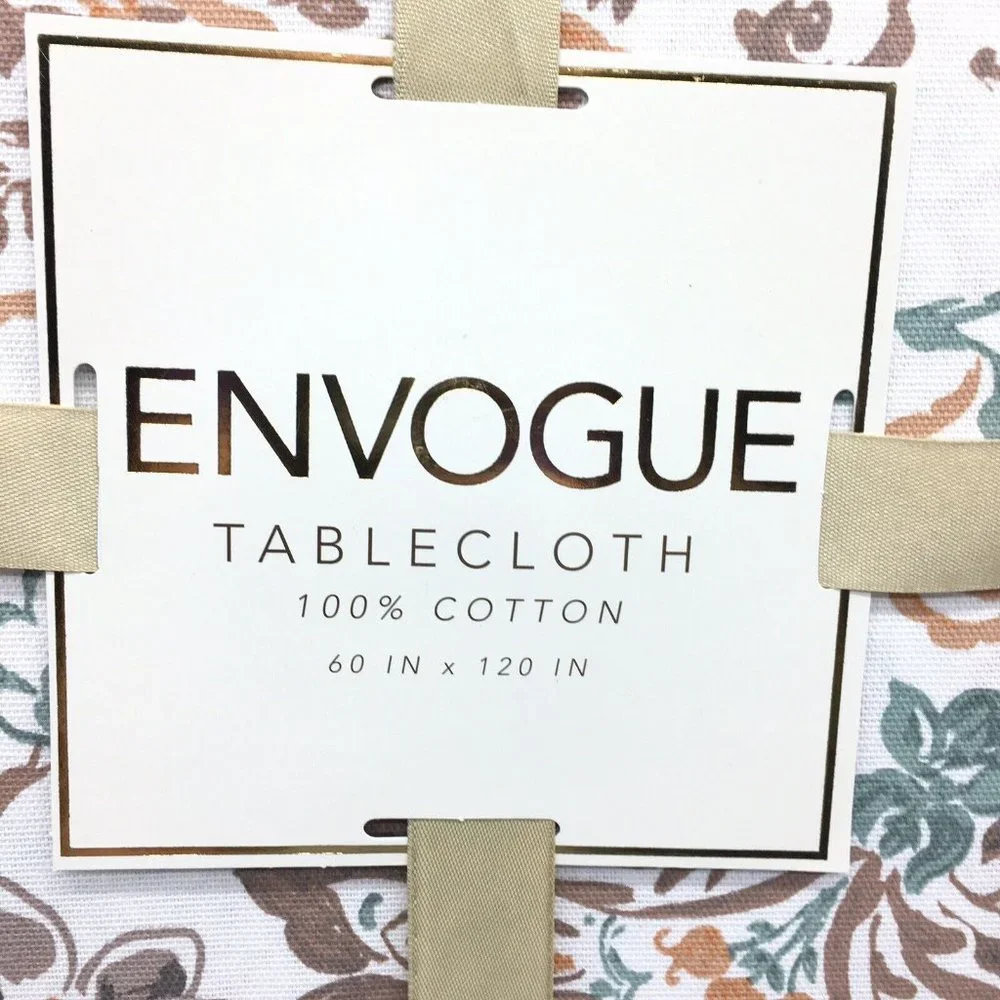 Envogue Pumpkin Jacobean Tablecloth Orange Brown 60x120 Cotton Thanksgiving Fall